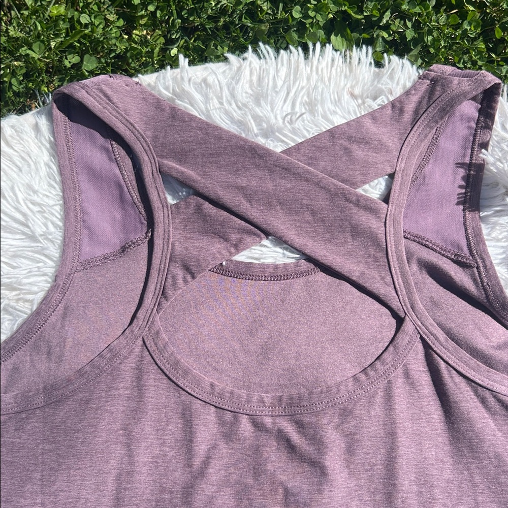 We Wander WeFlex Dark Purple Crossover Cut-Out Tank Top Size Medium - Picture 11 of 16